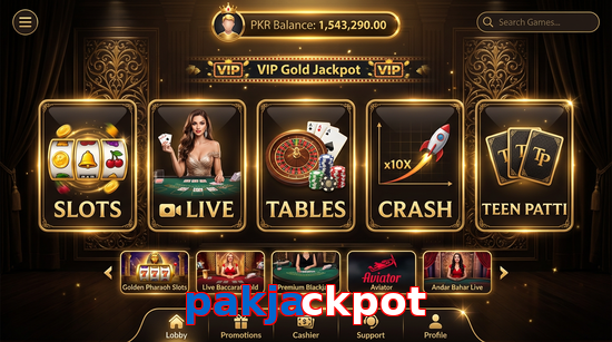 Main screen of Pakjackpot casino page for PK players